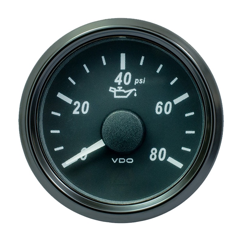 VDO SingleViu 52mm (2-1/16″) Oil Pressure Gauge – 80 PSI – 0-180 Ohm [A2C3833190030]