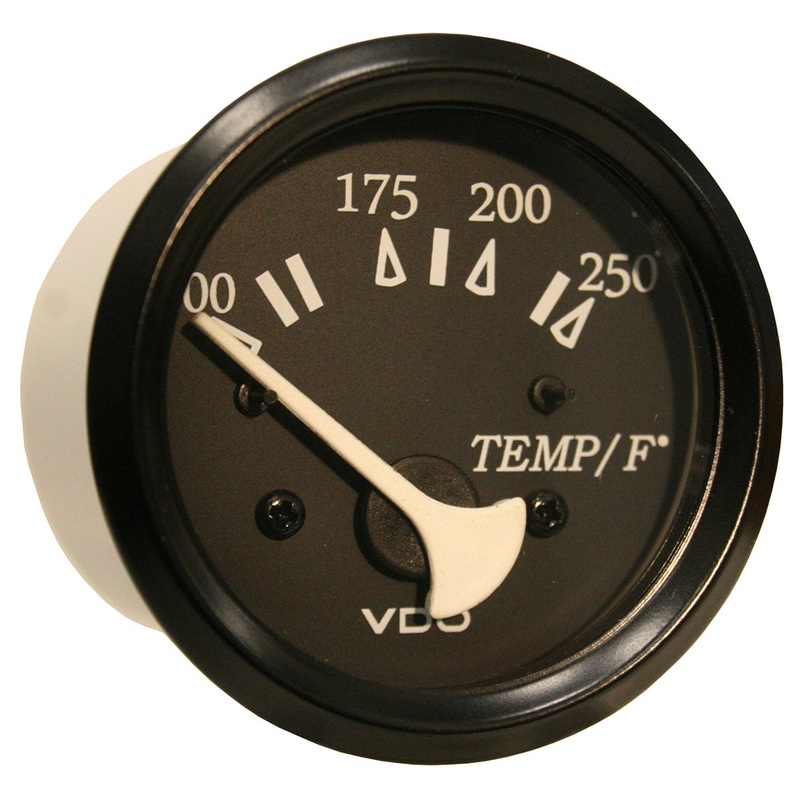 VDO Cockpit Marine 52mm (2-1/16″) 250 F Water Temperature Gauge – Black Dial/Bezel [310-11801]