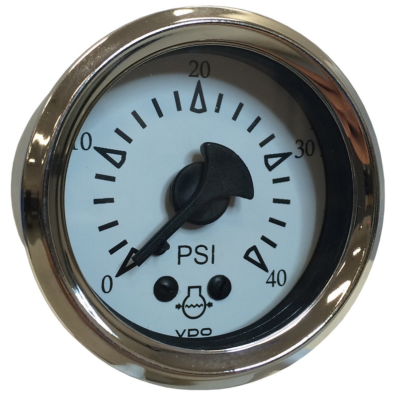 VDO Cockpit Marine 52MM (2-1/16″) Mechanical Water Pressure Gauge – White Dial/Chrome Bezel [150-15283]
