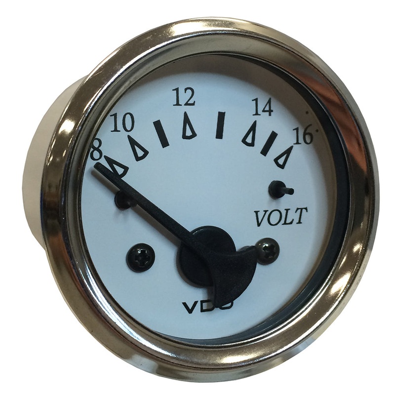 VDO Cockpit Marine 52MM (2-1/16″) Voltmeter – White Dial/Chrome Bezel [332-15282]