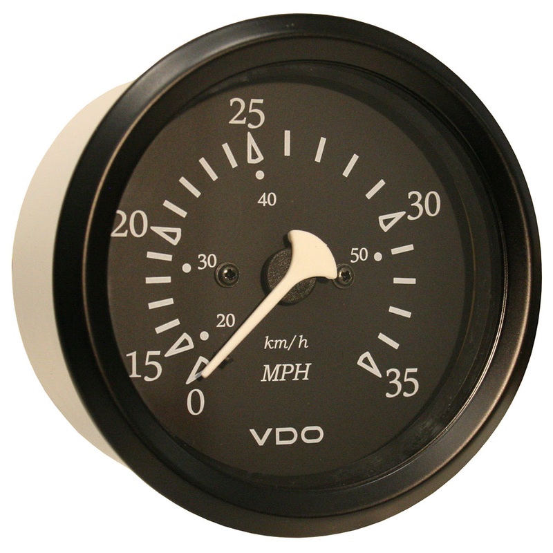 VDO Cockpit Marine 85mm (3-3/8″) 35 MPH Pitot Speedometer – Black Dial/Bezel [260-11796]