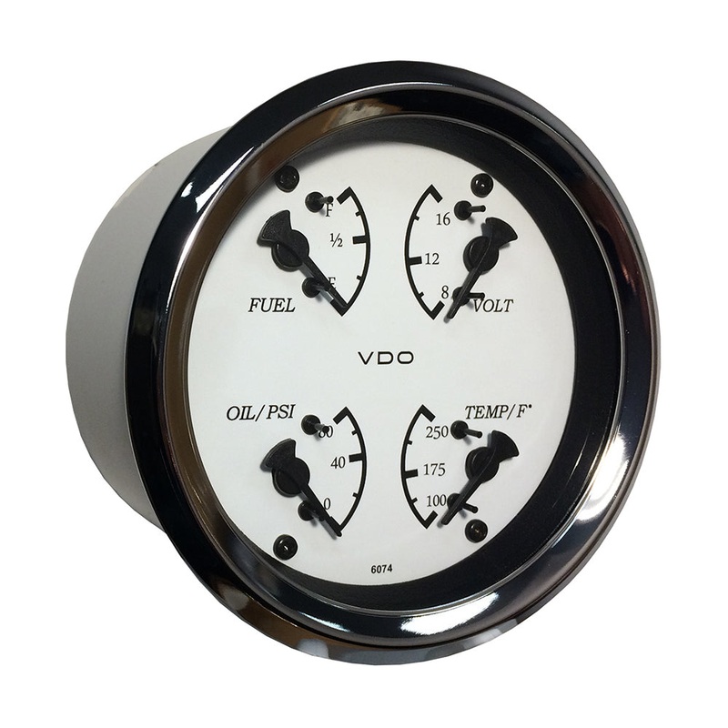 VDO Cockpit Marine 85mm (3-3/8″) 4 in 1 Gauge – White Dial/Bezel [110-15800]