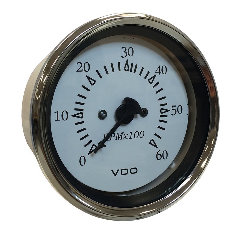 VDO Cockpit Marine 85MM (3-3/8″) Sterndrive Tachometer – White Dial/Chrome Bezel [333-15274]