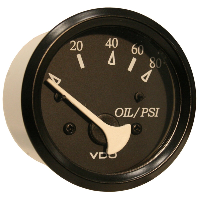 VDO Cockpit Marine Oil Pressure Gauge – 80 PSI – Black Dial/Bezel [350-11800]