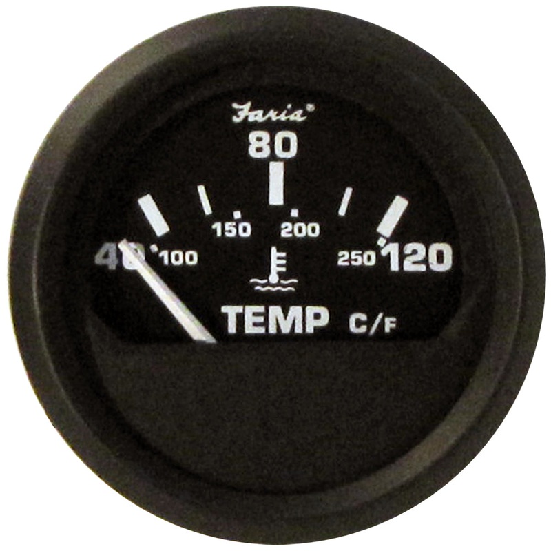 Faria Euro Black 2″ Water Temperature Gauge – Metric (40 to 120 C) [12814]