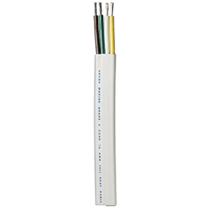 Ancor Trailer Cable – 16/4 AWG – Yellow/White/Green/Brown – Flat – 100′