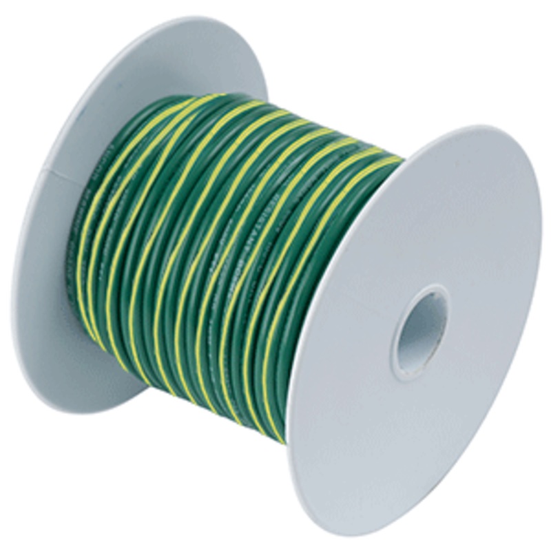 Ancor Green w/Yellow Stripe 10 AWG Tinned Copper Wire – 25′