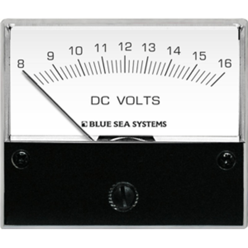 Blue Sea 8003 DC Analog Voltmeter – 2-3/4″ Face, 8-16 Volts DC