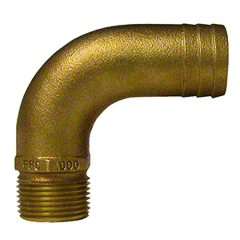 GROCO 1-1/4″ NPT x 1-1/2″ ID Bronze Full Flow 90 Elbow Pipe to Hose Fitting