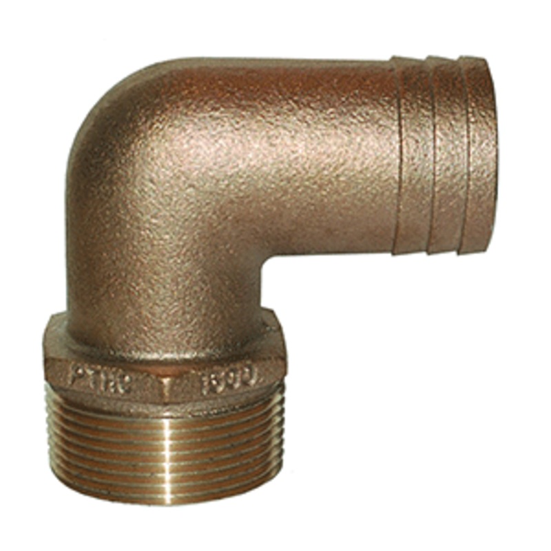GROCO 2″ NPT x 2″ ID Bronze 90 Degree Pipe to Hose Fitting Standard Flow Elbow