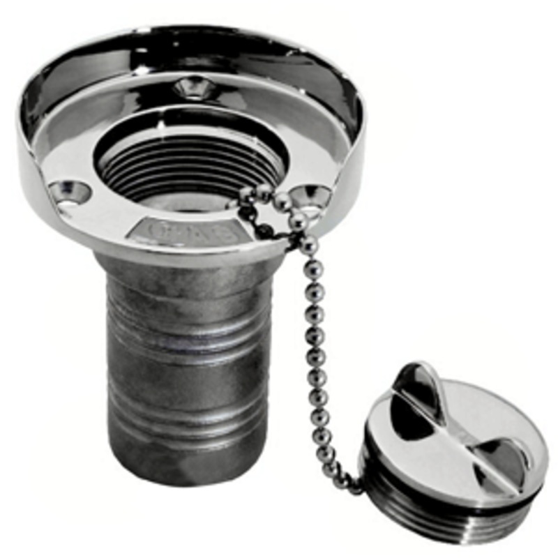 Whitecap Gas Hose Deck Fill w/Splash Guard – 1-1/2″ Chain