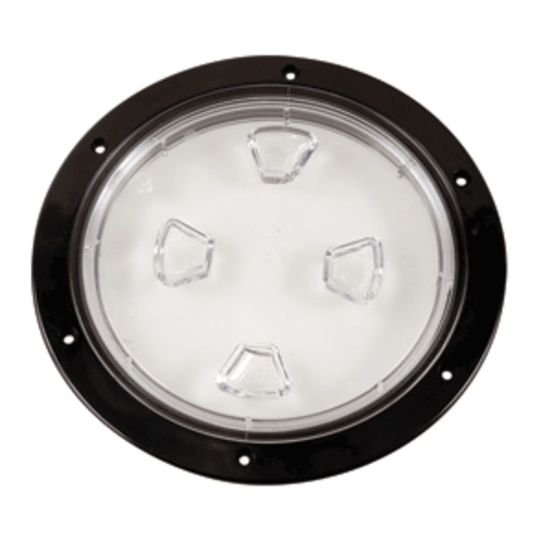 Beckson 8″ Clear Center Screw-Out Deck Plate – Black