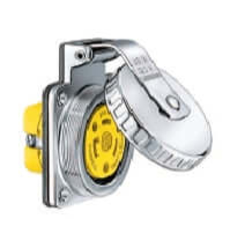 Hubbell HBL303SSO 30A Outlet Traditional Round Stainless