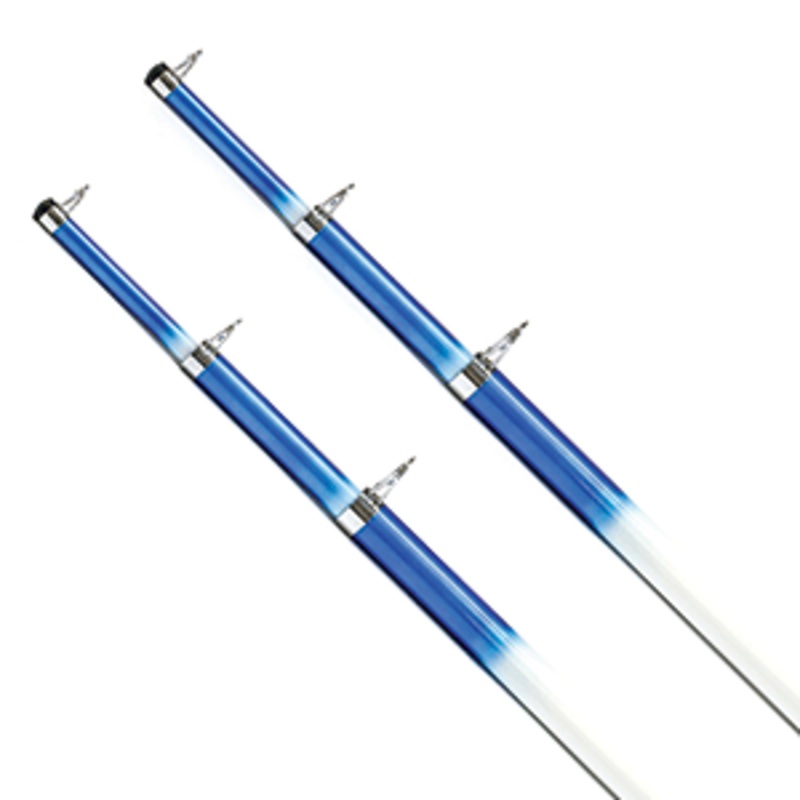 Tigress 15′ Telescoping Fiberglass Outrigger Poles – 1-1/8″ O.D. – White/Blue – Pair