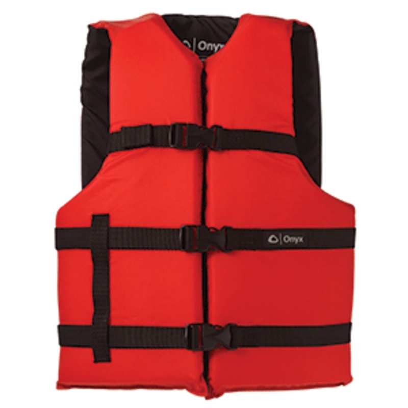 Onyx Nylon General Purpose Life Jacket – Adult Universal – Red