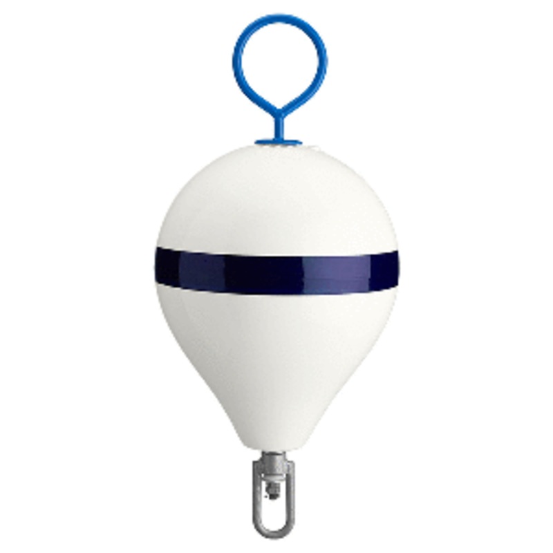 Polyform Mooring Buoy w/Iron 13.5″ Diameter – White Blue Stripe