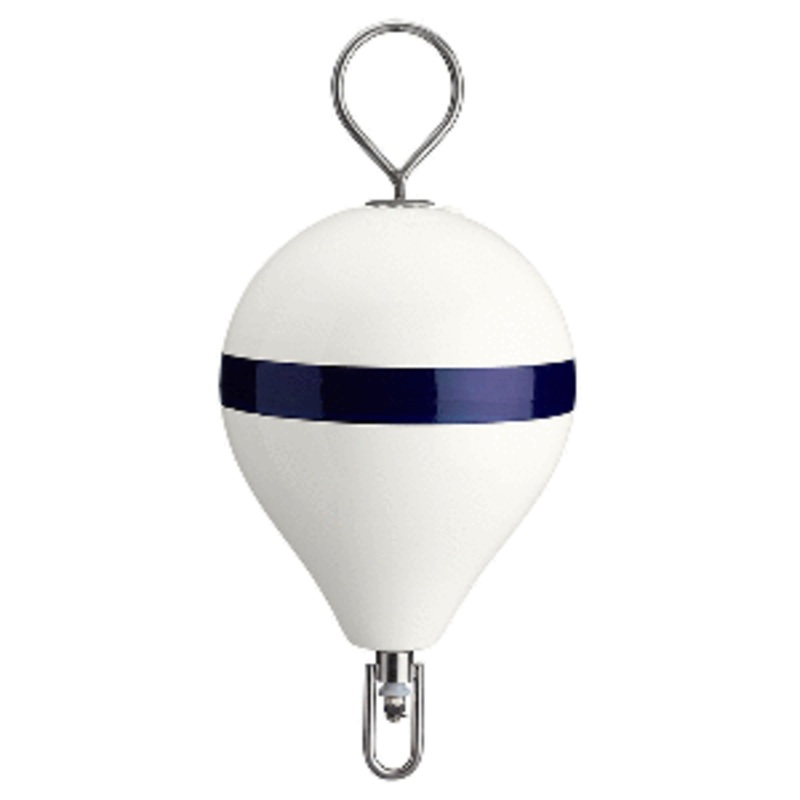 Polyform Mooring Buoy w/SS 13.5″ Diameter – White Blue Stripe
