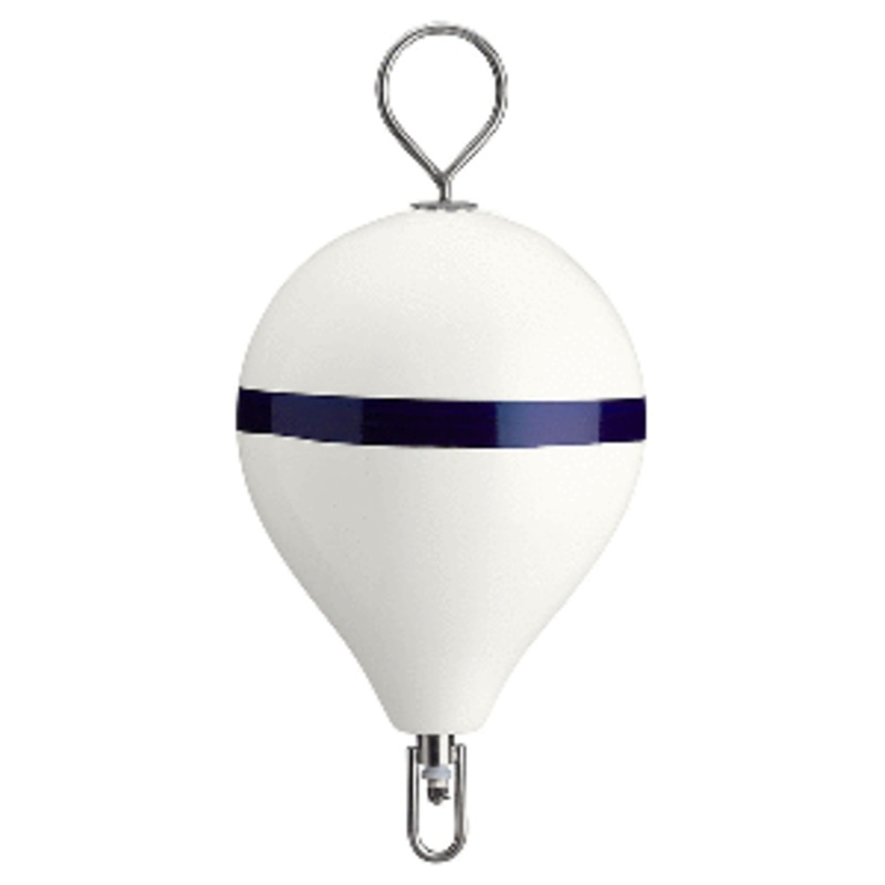 Polyform Mooring Buoy w/SS 17″ Diameter – White Blue Stripe