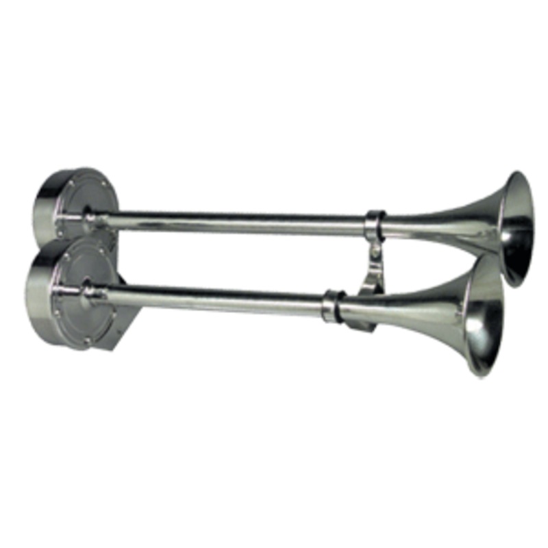 Schmitt & Ongaro Deluxe All-Stainless Dual Trumpet Horn – 12V