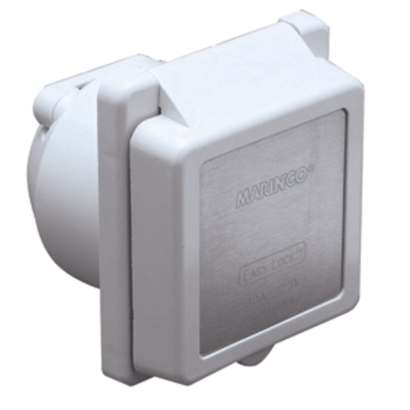 Marinco 301EL-B 30A Power Inlet – White – 125V