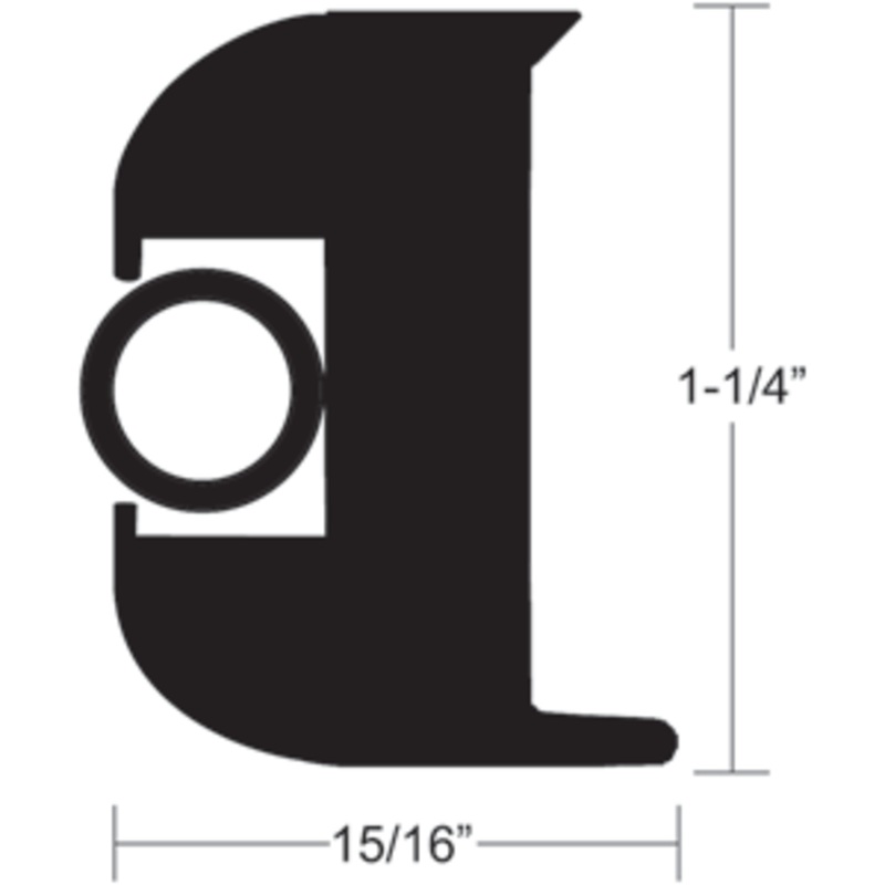 TACO Flex Vinyl Rub Rail Kit – Black w/Black Insert – 70′ – 1-1/4″ x 15/16″