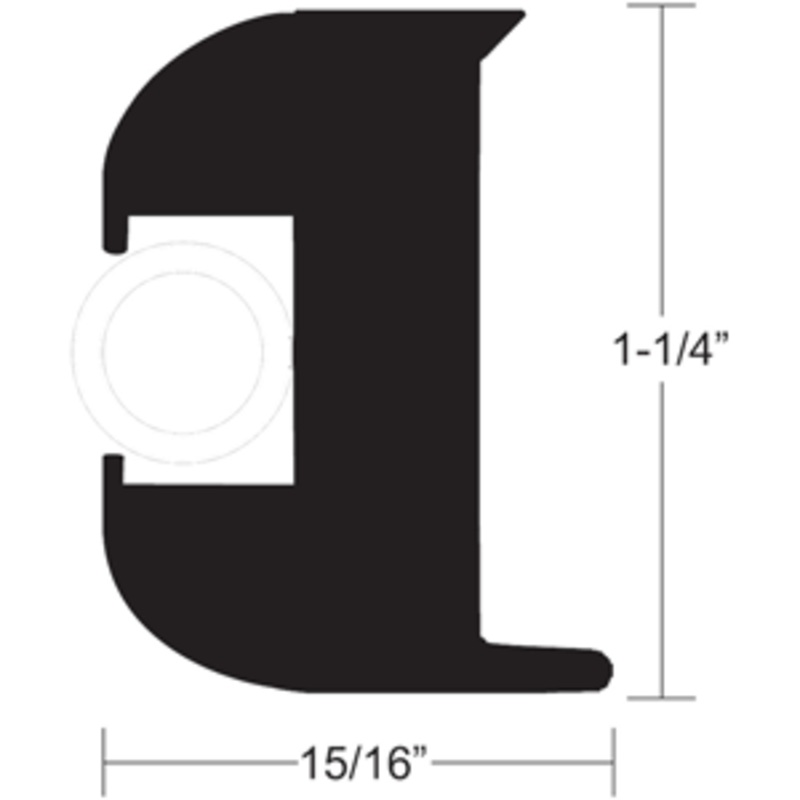 TACO Flex Vinyl Rub Rail Kit – Black w/White Insert – 50′ – 1-1/4″ x 15/16″