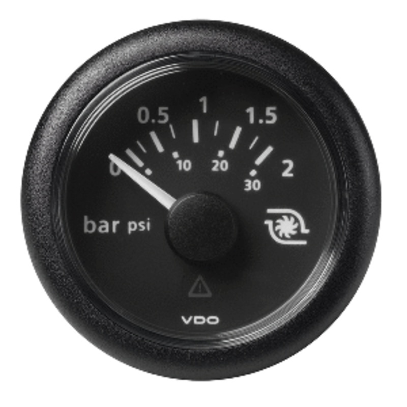 Veratron 52MM (2-1/16″) ViewLine Boost Pressure Gauge 2 Bar/30 PSI – Black Dial & Round Bezel