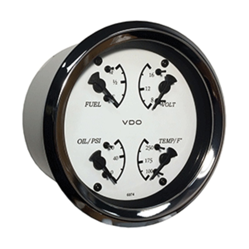 VDO Cockpit Marine 85mm (3-3/8″) 4 in 1 Gauge – White Dial/Bezel