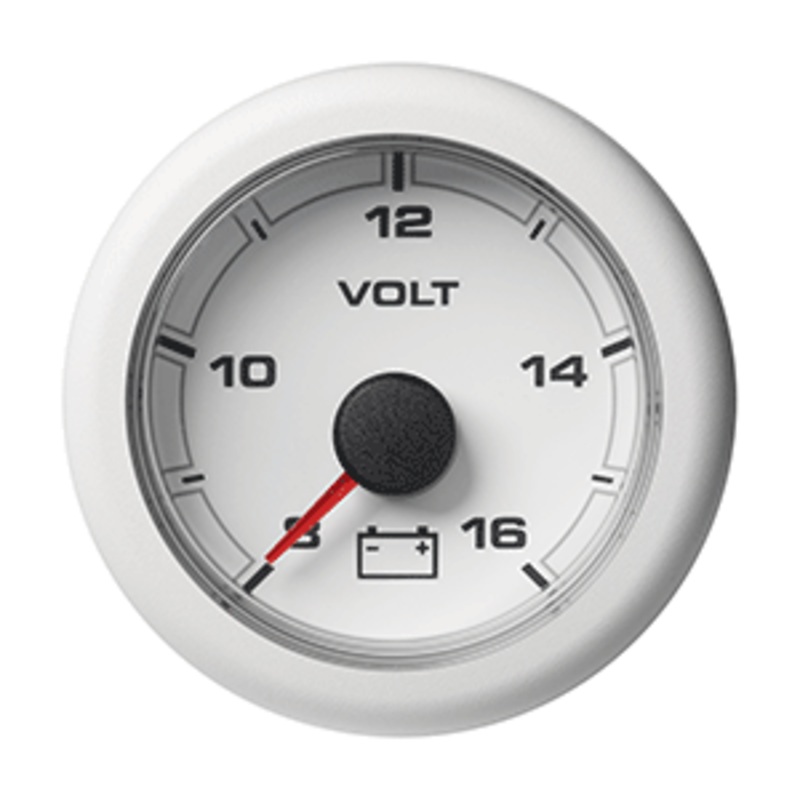 Veratron 52MM (2-1/16″) OceanLink Battery Voltage Gauge – 8 to 16V – White Dial & Bezel