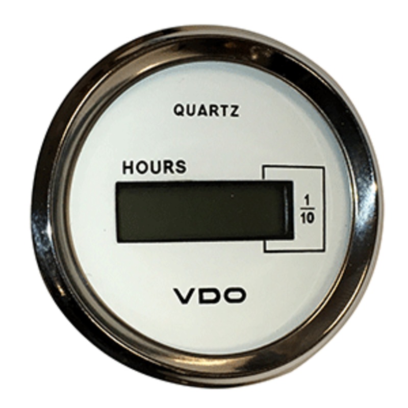 VDO Cockpit Marine 52mm (2-1/16″) LCD Hourmeter – White Dial/Chrome Bezel