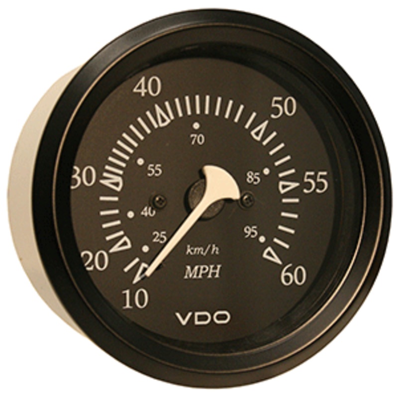 VDO Cockpit Marine 85mm (3-3/8″) 60 MPH Pitot Speedometer – Black Dial/Bezel