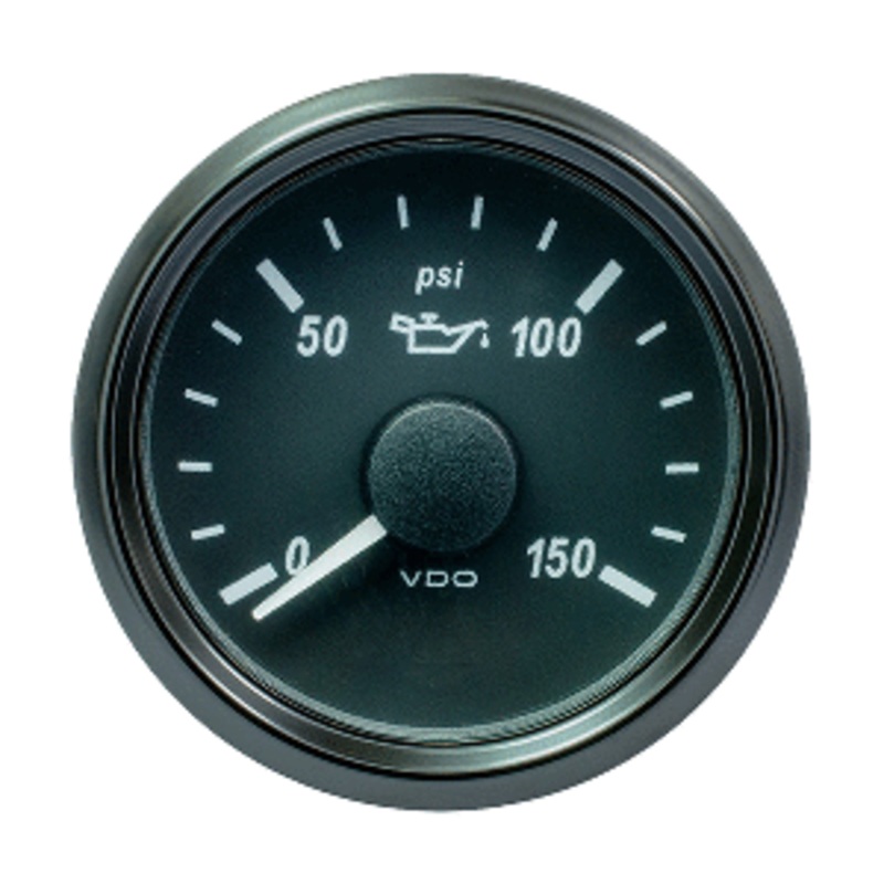 VDO SingleViu 52mm (2-1/16″) Oil Pressure Gauge – 150 PSI – 0-180 Ohm