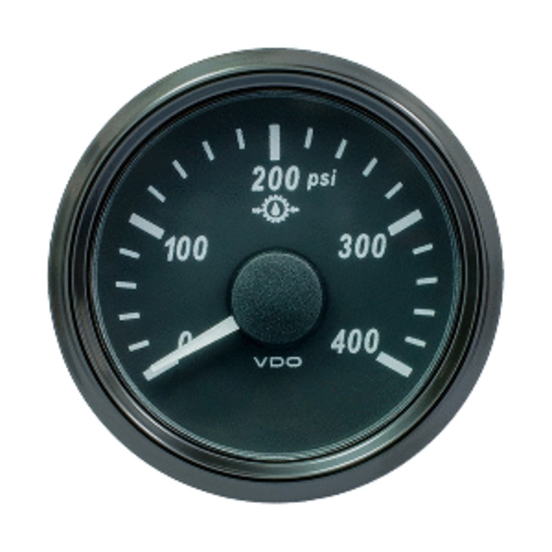VDO SingleViu 52mm (2-1/16″) Oil Pressure Gauge – 400 PSI – 0-180 Ohm