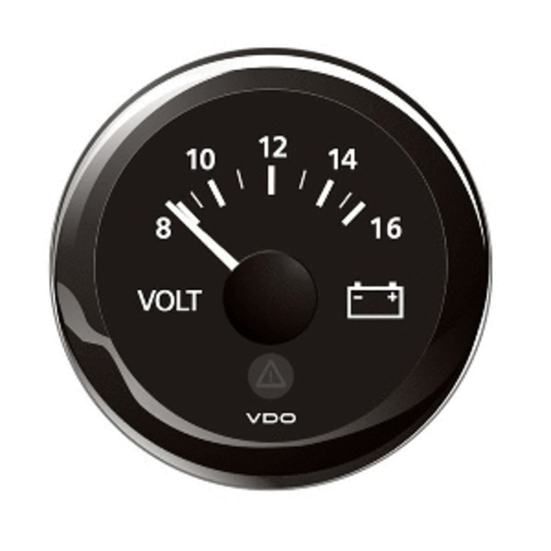 Veratron 2-1/16″ (52mm) ViewLine Voltmeter – 8-16V – Black Dial & Bezel