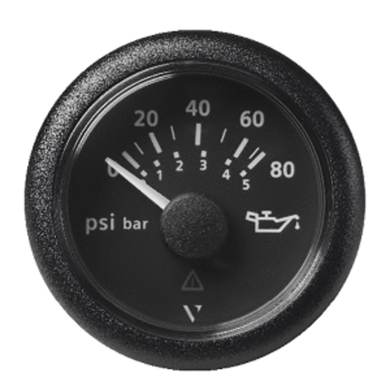 Veratron 52MM (2-1/16″) ViewLine Oil Pressure Gauge 80 PSI/5 Bar – Black Dial & Round Bezel