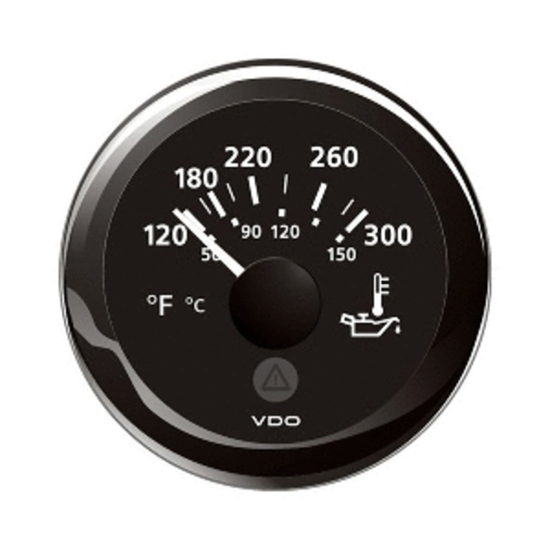 Veratron 52MM (2-1/16″) ViewLine Oil Temperature Gauge 120-300F – Black Dial &  Bezel