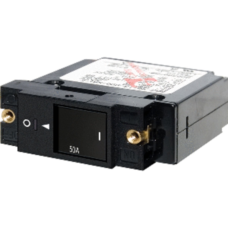 Blue Sea 7433 Single Pole Small Case 2″ Slot Reset Rocker Circuit Breaker – 50 Amp