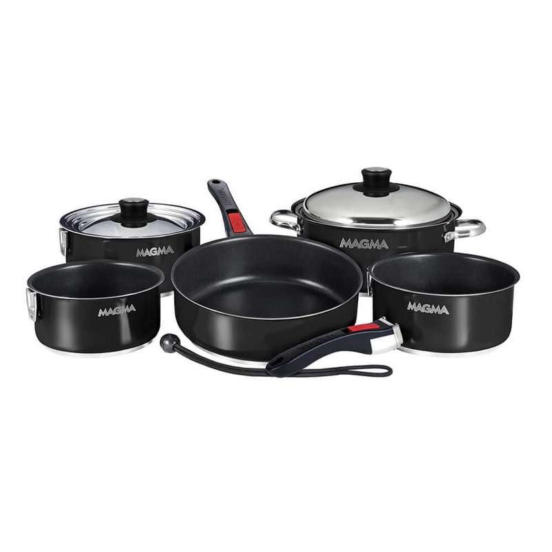 Magma Nestable 10 Piece Induction Non-Stick Enamel Finish Cookware Set – Jet Black