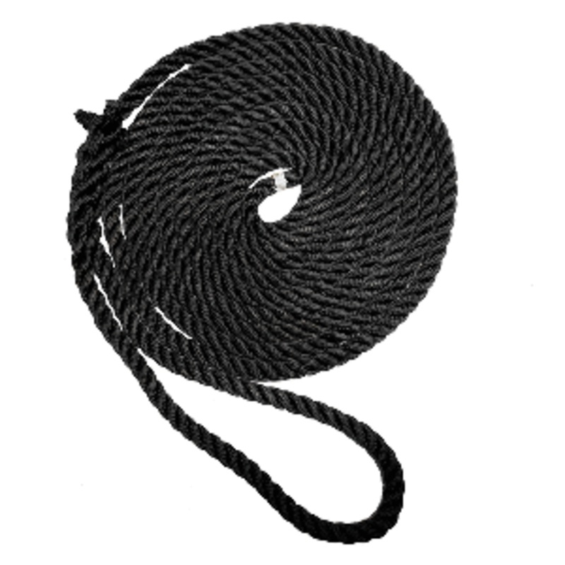 New England Ropes 3/4″ X 35′ Premium Nylon 3 Strand Dock Line – Black