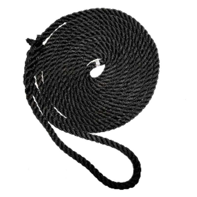 New England Ropes 3/8″ X 20′ Premium Nylon 3 Strand Dock Line – Black