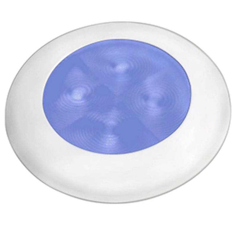 Hella Marine Blue LED Round Courtesy Lamp – White Bezel – 24V