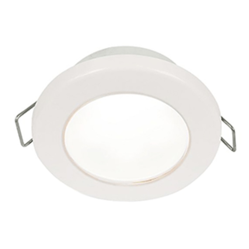 Hella Marine EuroLED 75 3″ Round Spring Mount Down Light – White LED – White Plastic Rim – 12V