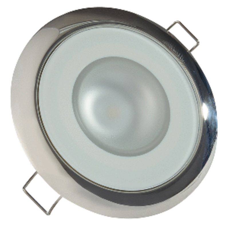 Lumitec Mirage – Flush Mount Down Light – Glass Finish/Polished SS Bezel – 3-Color Red/Blue Non-Dimming w/White Dimming