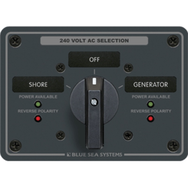 Blue Sea 8363 AC Rotary Switch Panel 65 Ampere 2 Positions + OFF, 3 Pole