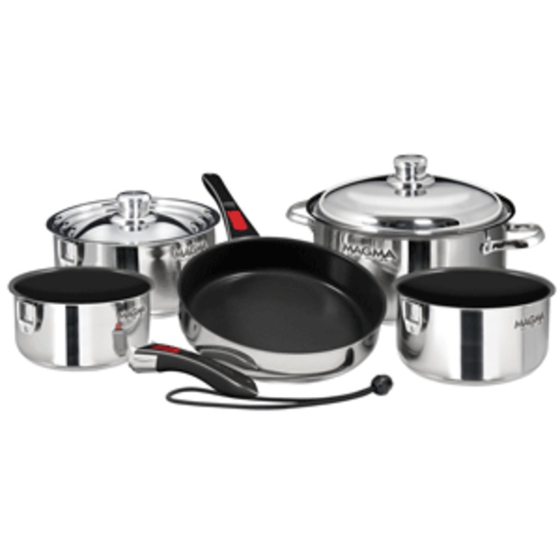 Magma Nesting 10-Piece Induction Compatible Cookware – SS Exterior & Slate Black Ceramica Non-Stick Interior