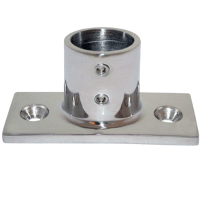 Whitecap 1″ O.D. 90 2-Hole Rectangle Base SS Rail Fitting