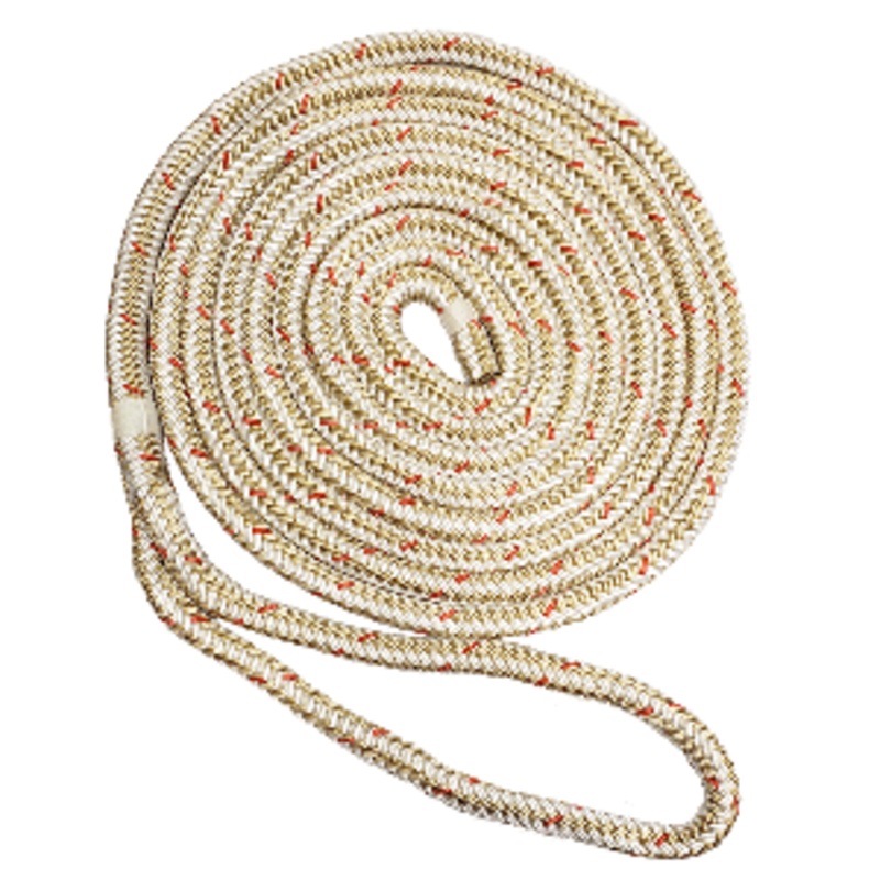 New England Ropes 1/2″ x 35′ Nylon Double Braid Dock Line – White/Gold w/Tracer