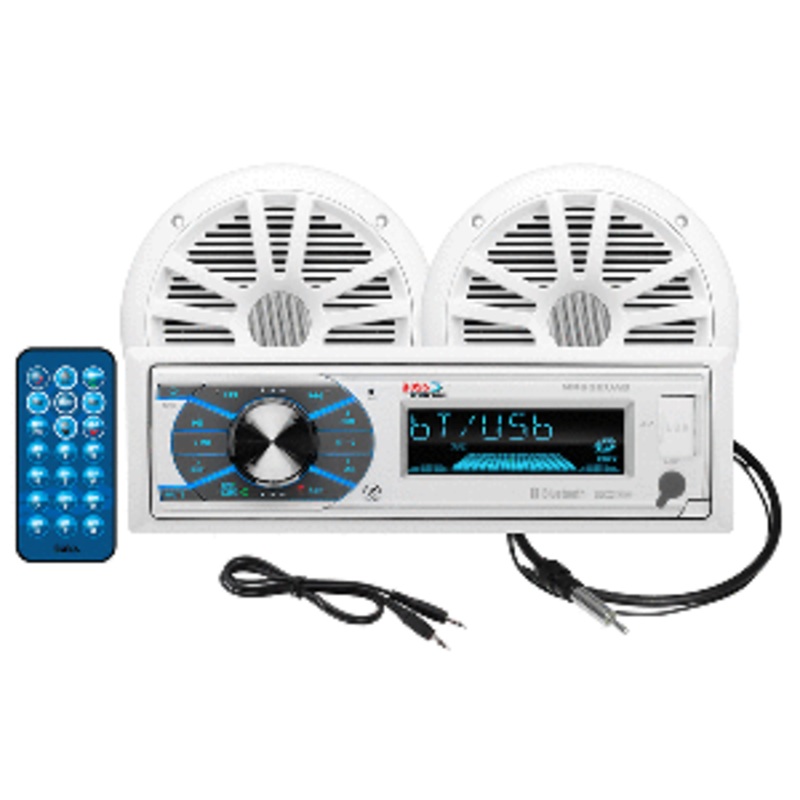 Boss Audio MCK632WB.6 Package w/AM/FM CD Receiver; one Pair of 6.5″ Speakers & Antenna