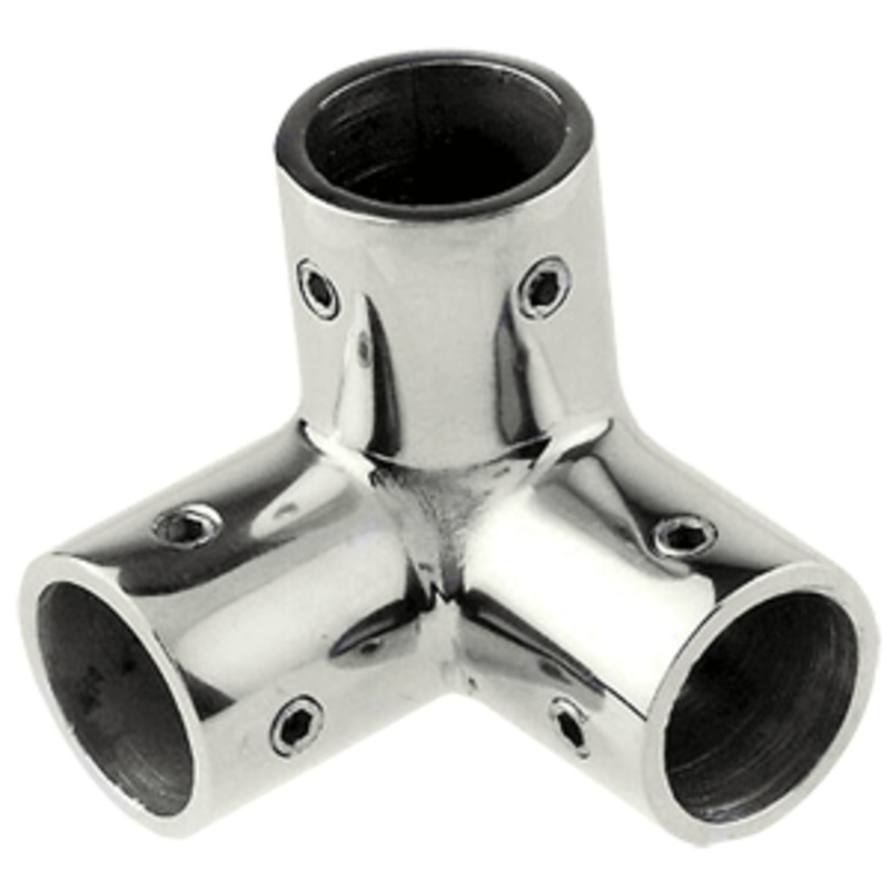 Whitecap 1″ O.D. SS 3-Way Corner Fitting