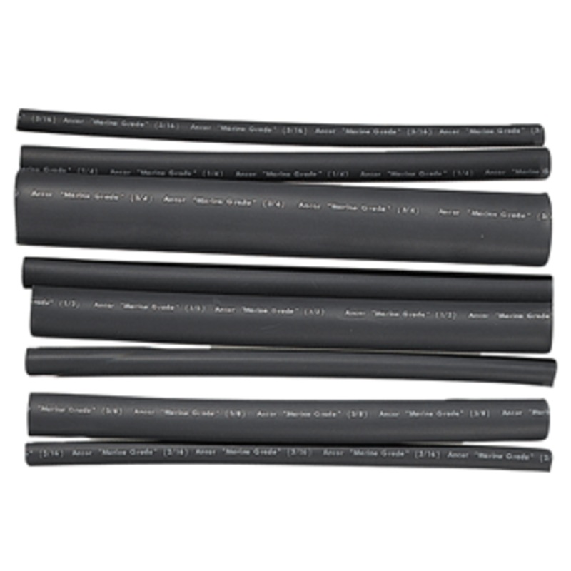 Ancor Adhesive Lined Heat Shrink Tubing – Assorted 8-Pack, 6″, 20-2/0 AWG, Black